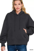 Zenana Oversized Fleece Kangaroo Pocket Hoodie - ELC Fashion